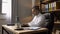 Focused businessman working with a laptop in his office. A man sits at a table and types on the keyboard.