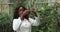 Focused Dark-skinned Biologist Beautiful African American woman. Science Research, Antibacterial Irrigation in