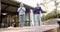 Focused diverse senior couple practicing yoga meditation in garden