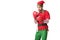 focused man in christmas elf costume wearing red boxing gloves and ready for fight isolated