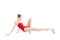 Focused rhythmic gymnast exercising with ball