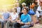 Focused teen students during lesson outside school