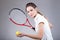 Focused woman playing tennis