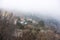 Fog above Milies village on mountain Pelion