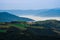 Fog in autumn, the mountains of the Carpathians in Ukraine