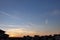 Fog or cloud cluster formed by an airplane in the sky, cloud clusters formed by planes flying in the sky