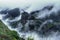 Fog and Clouds at Tamhini Ghat viewpoint in Western ghats at the start of monsoon season