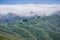 Fog covering the hills and valleys of Montara mountain McNee Ranch State Park landscape, California