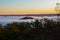 Fog covers the rolling hills below. View from atop Morrow Mountain state park.