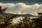 Fog covers the rolling hills below. View from atop Morrow Mountain state park.