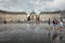 Fog effect at The Water mirror in front of the Stock Exchange Square Place de la Bourse, Bordeaux,