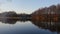 Fog floats over the autumn river