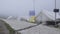 Fog at Himalayan Hills on the way of Kedarnath Trek. Kedarnath Temple