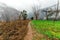 Fog in Himalayas - Beautiful landscape with high mountains