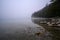 Fog on Lake Bohinj at sunrise