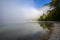 Fog on Lake Bohinj at sunrise