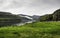 Fog lying on mountains, Faroe islands, Denmark, Europe.