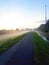 Fog over the dike along the ring canal Zuidplaspolder