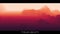 Fog over mountains. Vector landscape panorama. Abstract red gradient eroded terrain. Worlds beyond.