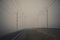 Fog on the railway. Foggy Russian railway. Morning fog