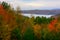 Fog settles in a valley near Sharon, VT, Windsor County on a mid fall morning