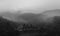 Fog village black and white image
