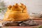 Fogaca on kitchen countertop. Fogaca is a traditional cake from Santa Maria da Feira, Aveiro, Portugal