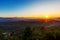 Foggy aerial panorama of Kandy