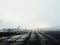 Foggy airport runway