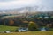 Foggy Appalachian autumn view from the Blue Ridge Parkway, near Roanoke, Virginia