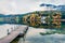 Foggy autumn view of Grundlsee lake. Cololrful morning scene of Brauhof village, Styria stare of Austria, Europe. Colorful view of