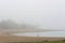 A foggy beach very early in the morning