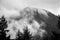 Foggy Black and White Cliffs in the Columbia River Gorge