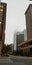 Foggy, business district, thick fog, morning