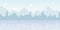 Foggy cityscape panorama flat vector illustration. Urban landscape, modern metropolis skyline decorative background