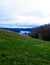 Foggy day in Krzeszna, Ostrzyckie lake and Wiezyca hills Poland