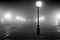Foggy Downtown Street at Night