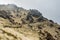 Foggy and edgy landscape view at Mardi Himal trek at Himalaya mountains