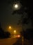 Foggy evening, night in Poland