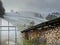 Foggy hill foggy hill with vegetable greenhouse and wood storage in switzerland in Wabern