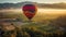 Foggy Hot Air Balloon Ride Over Beautiful Napa Valley, California, United States - Generative AI