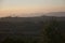 Foggy landscape view tuscany countryside in Vinci,italy