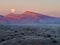 Foggy Moon Over Mountain