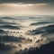 Foggy morning in the Carpathian mountains