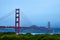 Foggy morning from southeast corner of Golden Gate Bridge in California