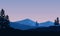 Foggy morning with stunning mountain views from the edge of the city. Vector illustration