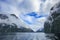 Foggy mountain scene in milfordsound fiordland national park sou