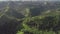 Foggy mountain tops aerial: sunlight scape of Philippines attraction. Nobody tropic nature landscape