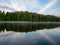 Foggy and mystical lake landscape