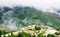 Foggy mystical rice terrace landscape in Longsheng, China